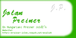 jolan preiner business card